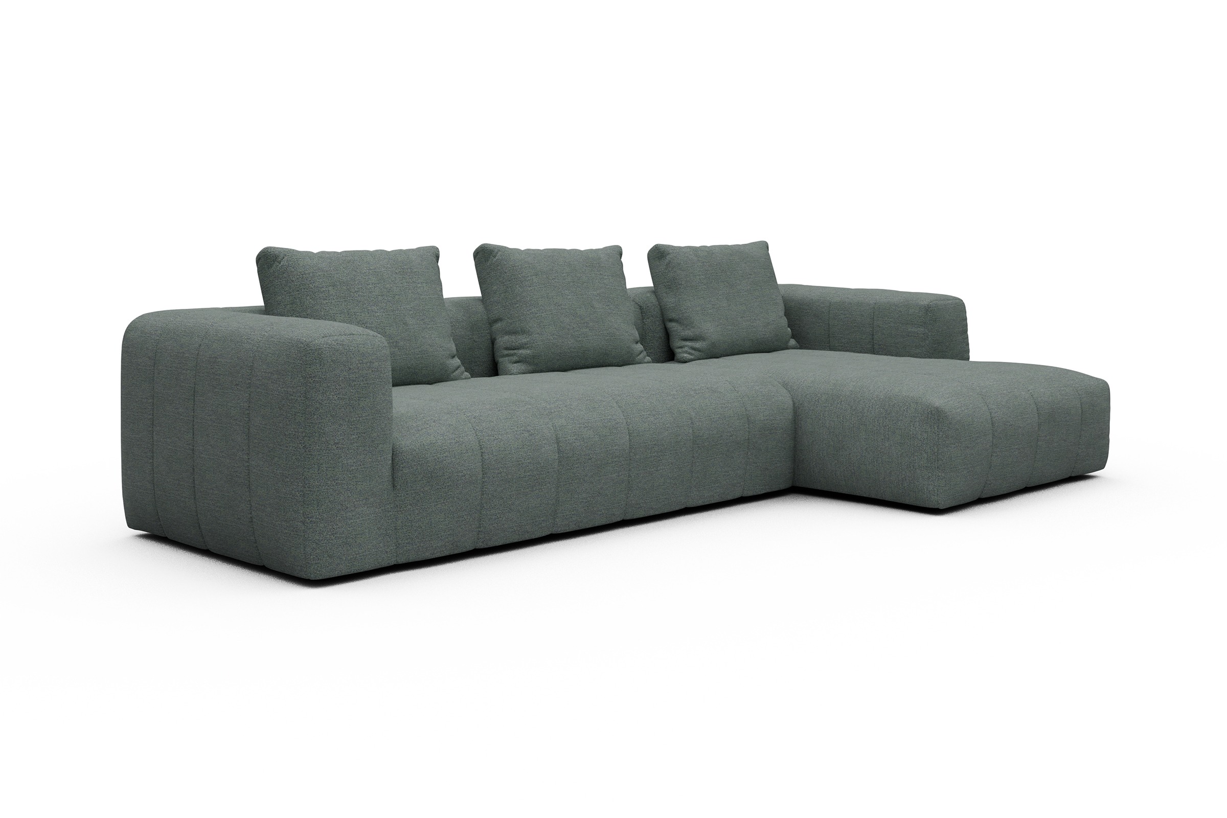 Ecksofa Hugo 2,5-Sitzer Armlehne links mit Chaiselongue Carreno-Ice-Blue