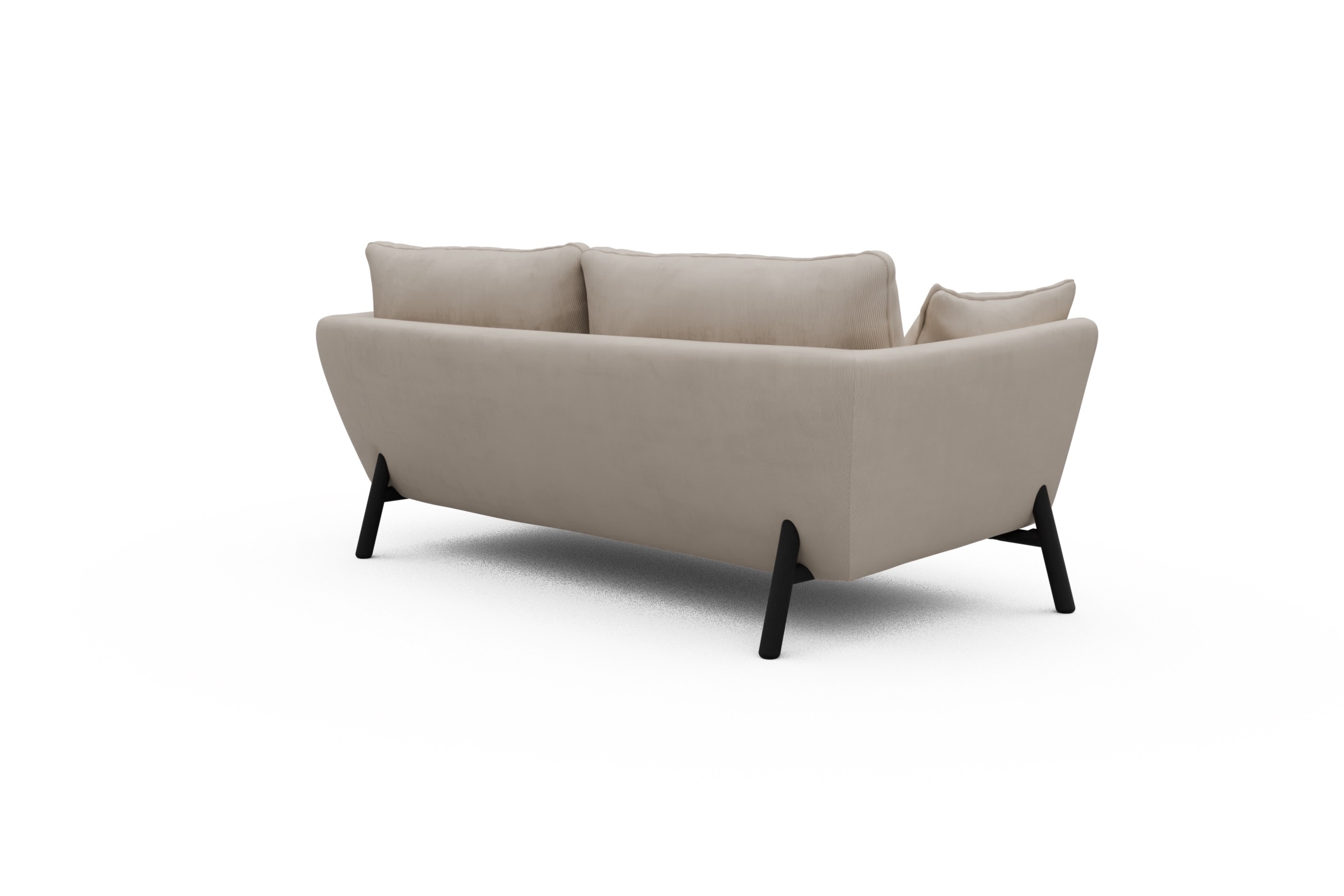 Sofa Emil 2-Sitzer Beinfarbe Eiche Schwarz Cordufine-Off-White