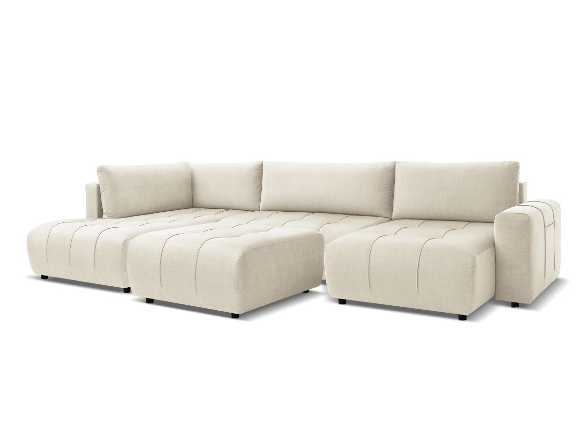 Bobochic Arsene Wohnlandschaft mit Pouf Samt Beige Ecke rechts