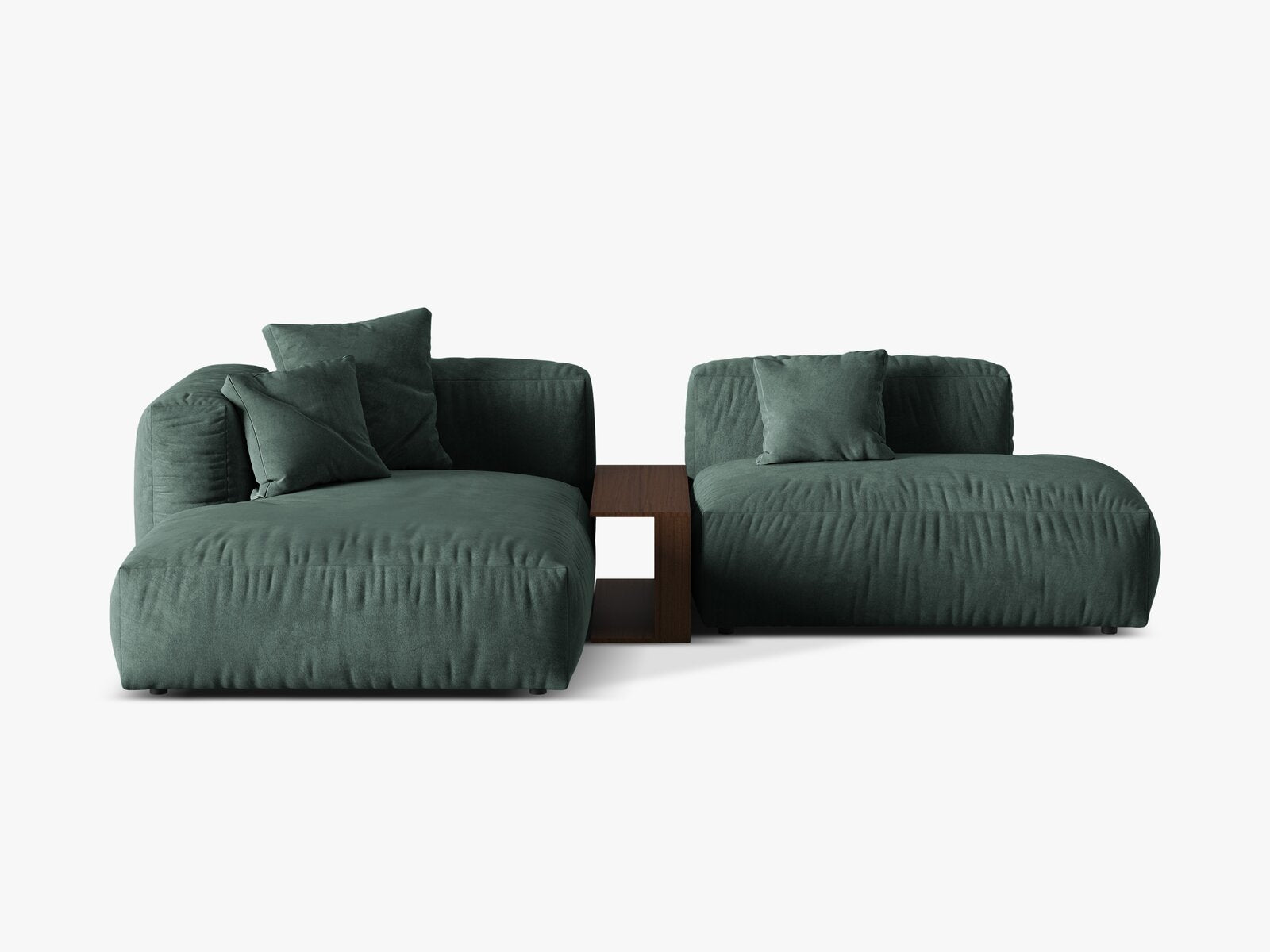 Micadoni Ecksofa Martina 2-Sitzer mit Couchtisch Links Samt Petrol