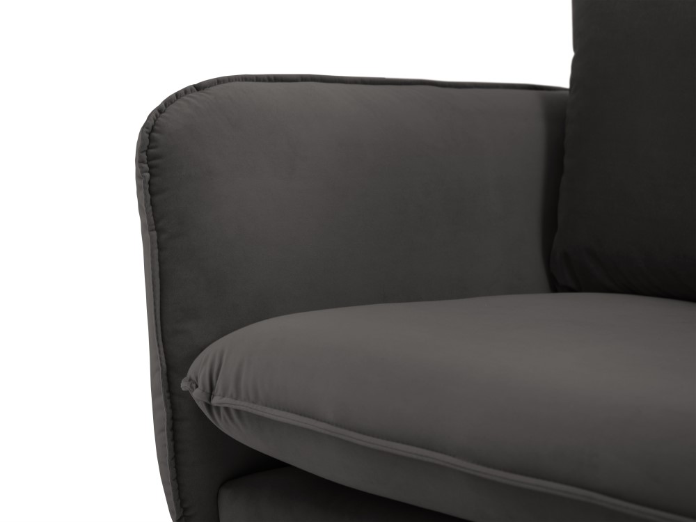 Cosmopolitan Design Sofa Vienna 2-Sitzer Samt Bluvel Dunkelgrau Melange Beine Schwarzes Metall