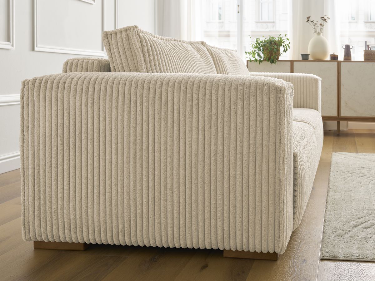 Bobochic Chelsea Sofa 3-Sitzer Breitcord weich Taupe