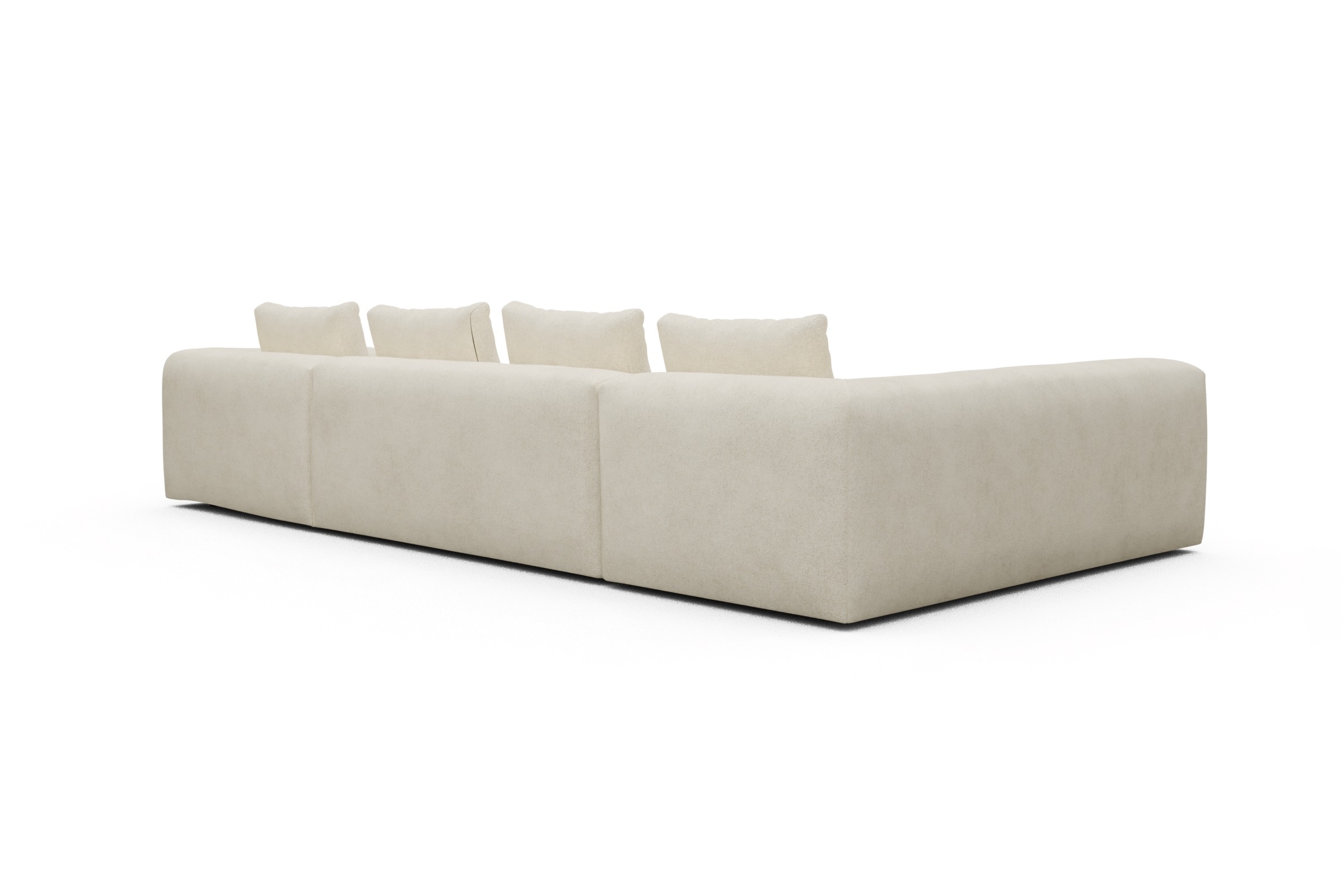 Wohnlandschaft Fred Chaiselongue rechts mit 2-Sitzer und lange Armlehne links Boucle-Off-White