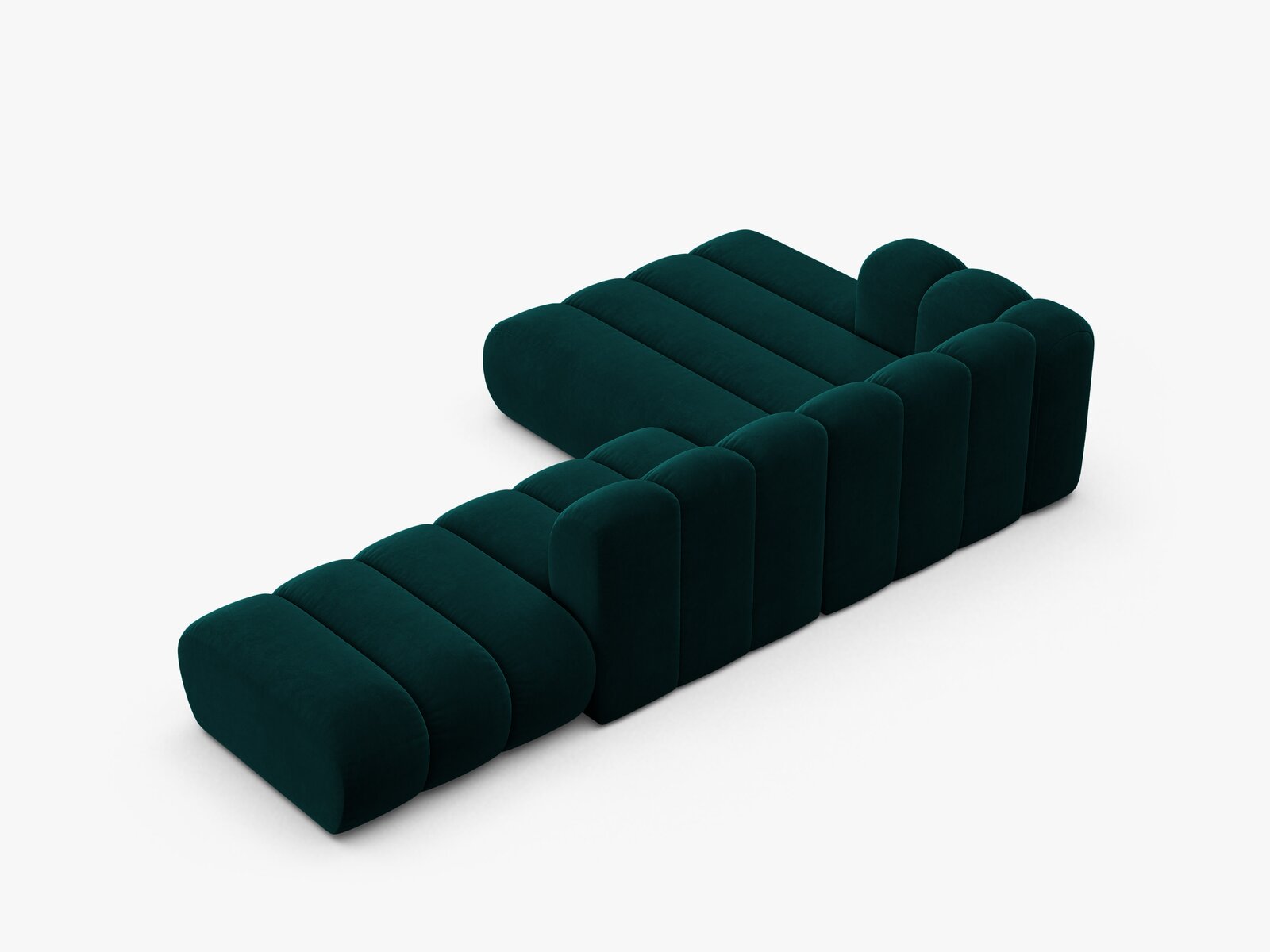 Micadoni Modulares Ecksofa offen Lupine 5-Sitzer Links Samt Venus Dunkel Petrol