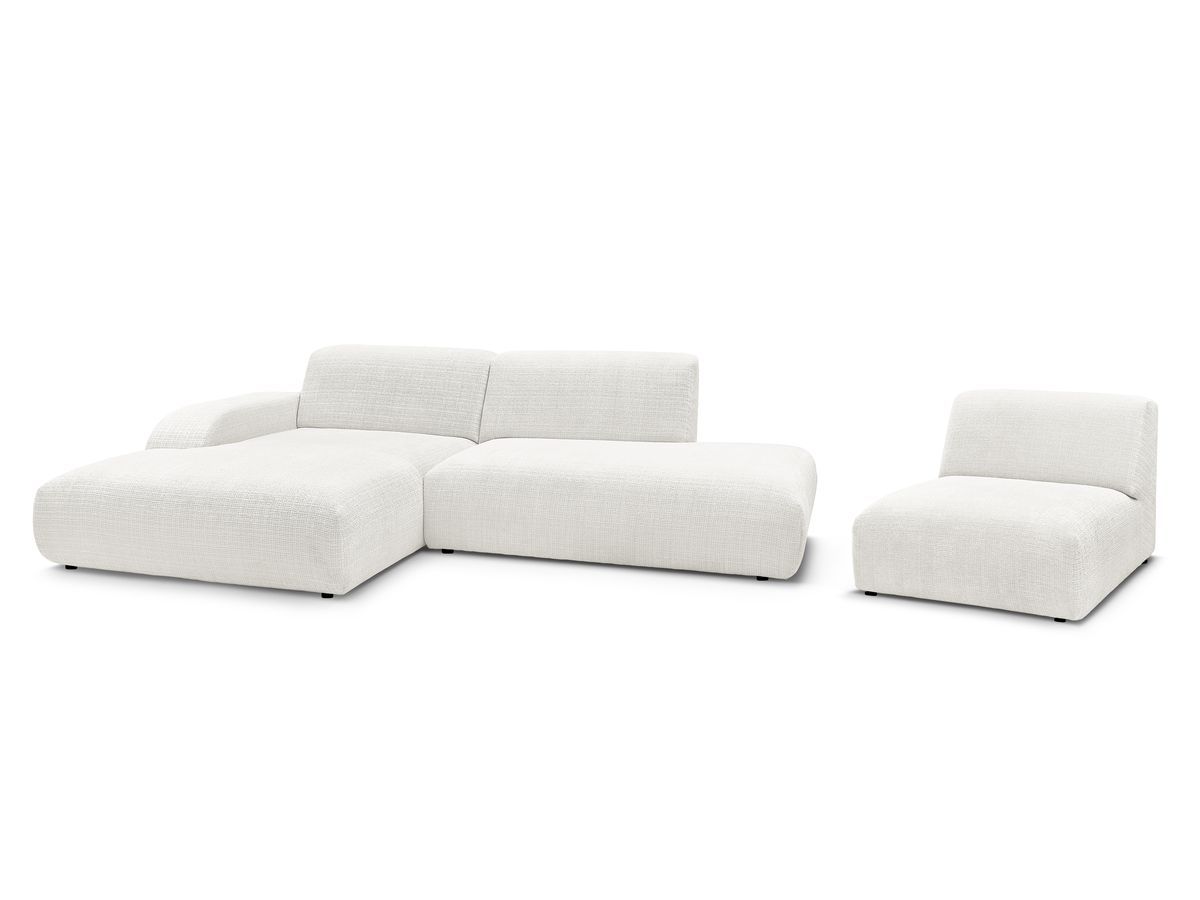 Bobochic Sirius Ecksofa 405 × 170 cm Strukturstoff Weiß Ecke links