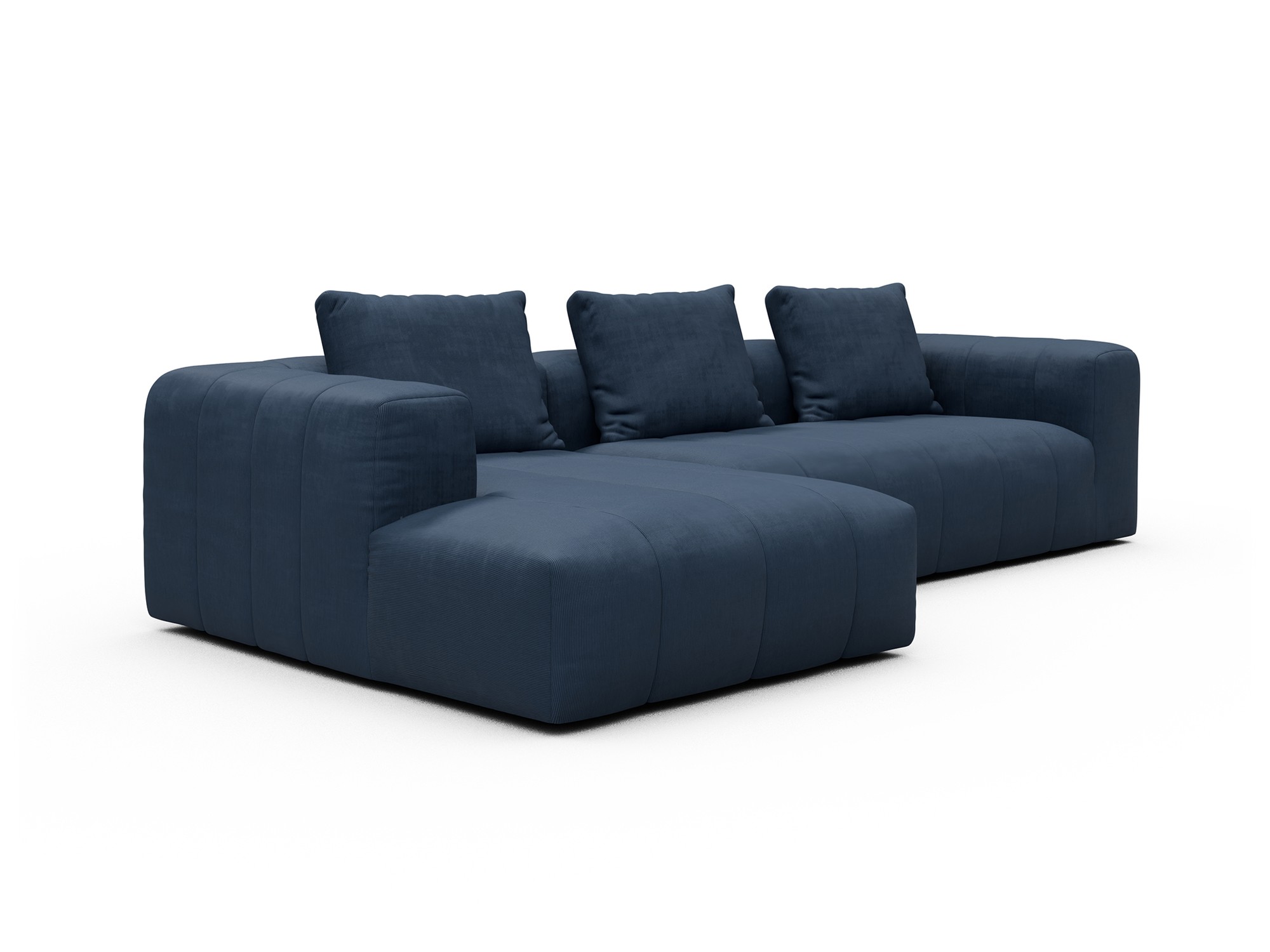 Hugo 2,5-Sitzer Armlehne rechts mit Chaiselongue Cordufine-Royal-Blue moebelfaktor