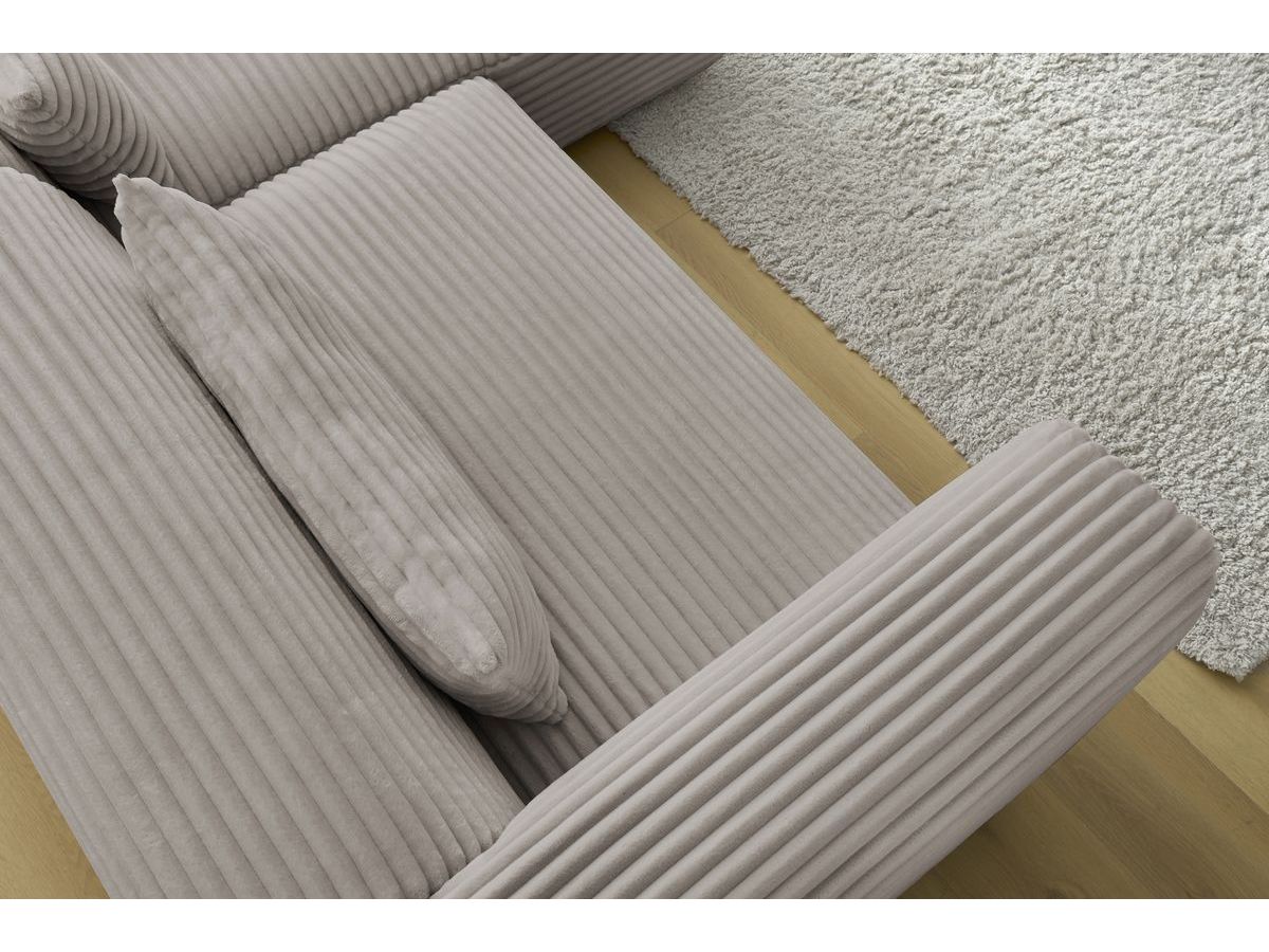 Bobochic Harry Ecksofa Breitcord weich Taupe Ecke rechts