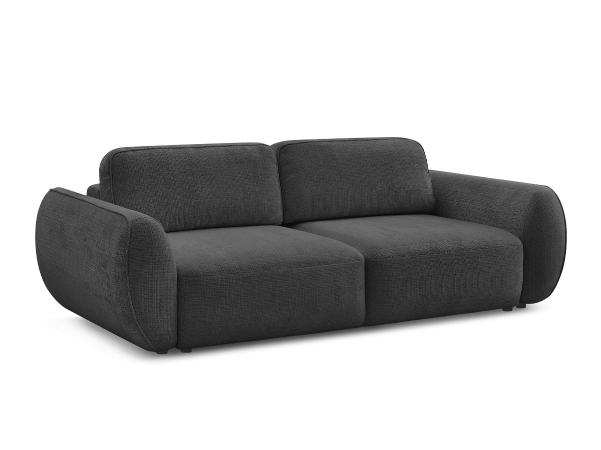 Bobochic Denise Schlafsofa 3-Sitzer mit Bettkasten Strukturstoff Schwarz