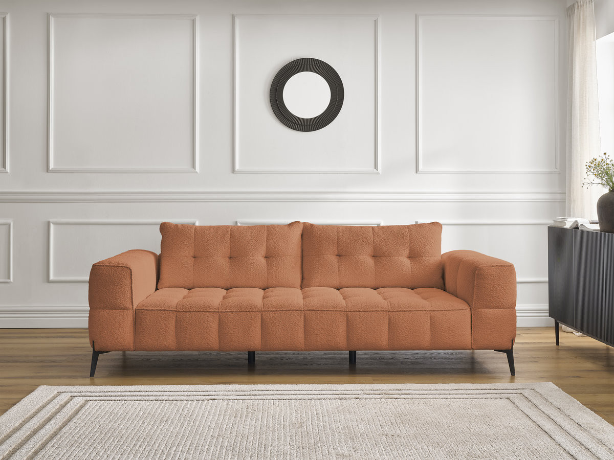 Bobochic Anis Sofa 3-Sitzer Bouclé-Stoff Orange
