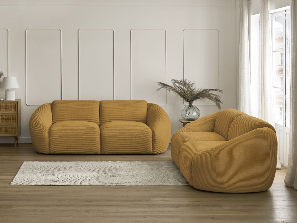 Bobochic Tina Sofa 5-Sitzer Cordsamt Gelb