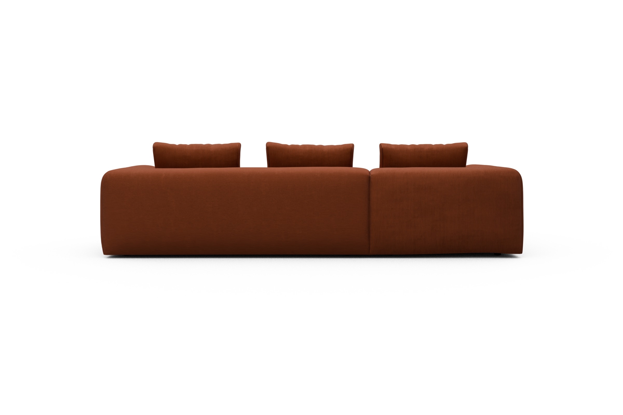 Ecksofa Fred Chaiselongue links mit 2,5-Sitzer Corduroy-Burnt-Orange