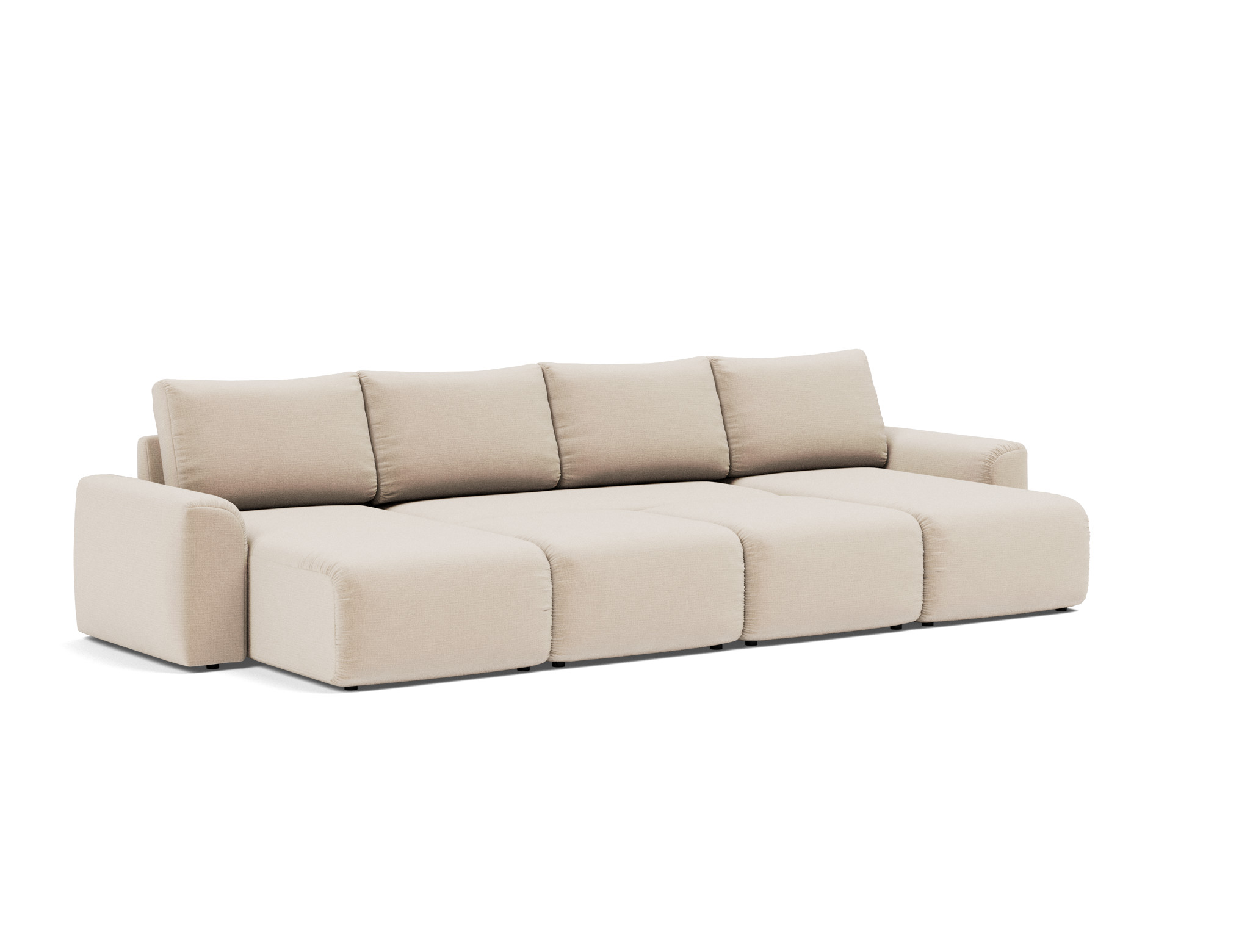 Schlafsofa Norum U-Form mit Chunky-Armlehnen Chenille Esina 410-Almond-Beige