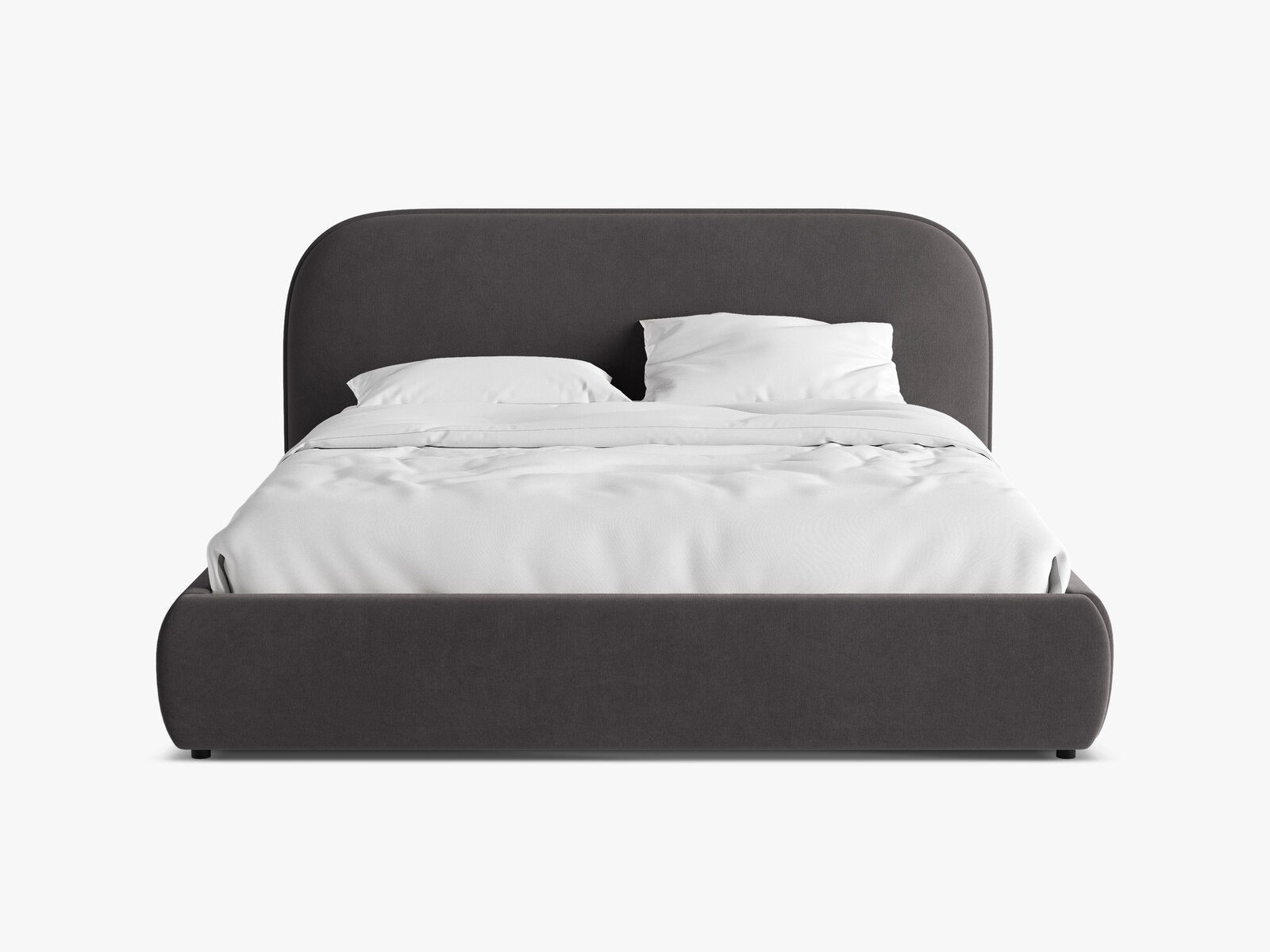 Micadoni Murada Bett mit Kopfteil Samt Salvador Dunkelgrau 140x200