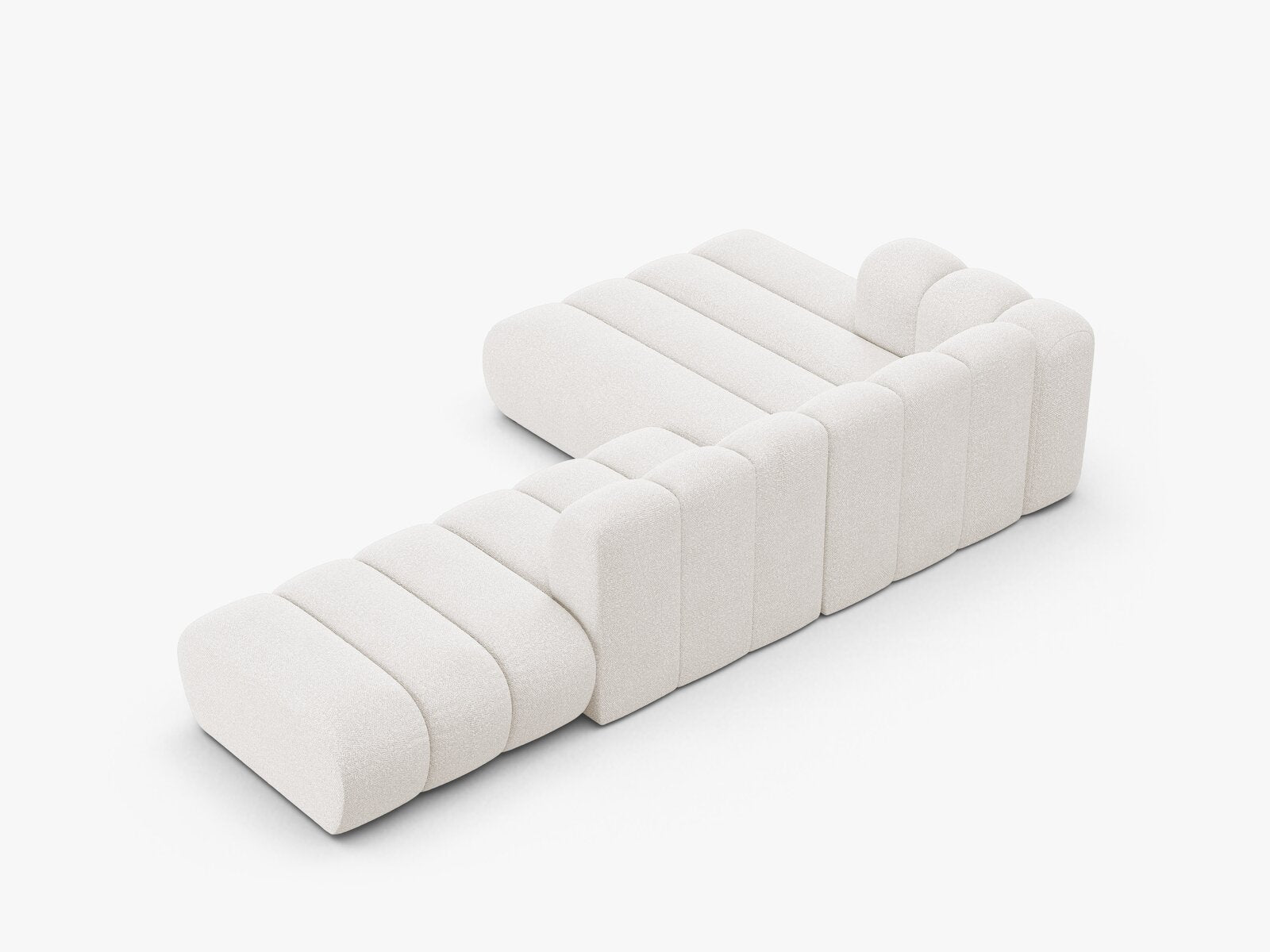 Micadoni Modulares Ecksofa offen Lupine 5-Sitzer Links Boucle Baloo Weiß