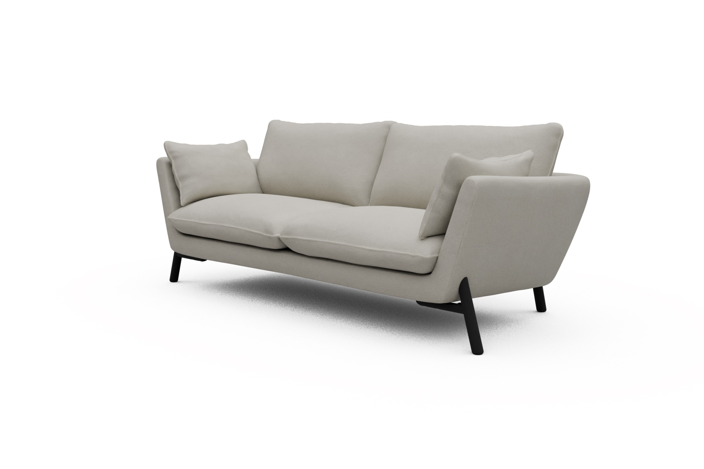 Sofa Emil 3-Sitzer Beinfarbe Eiche Schwarz Denari-Clean-Beige