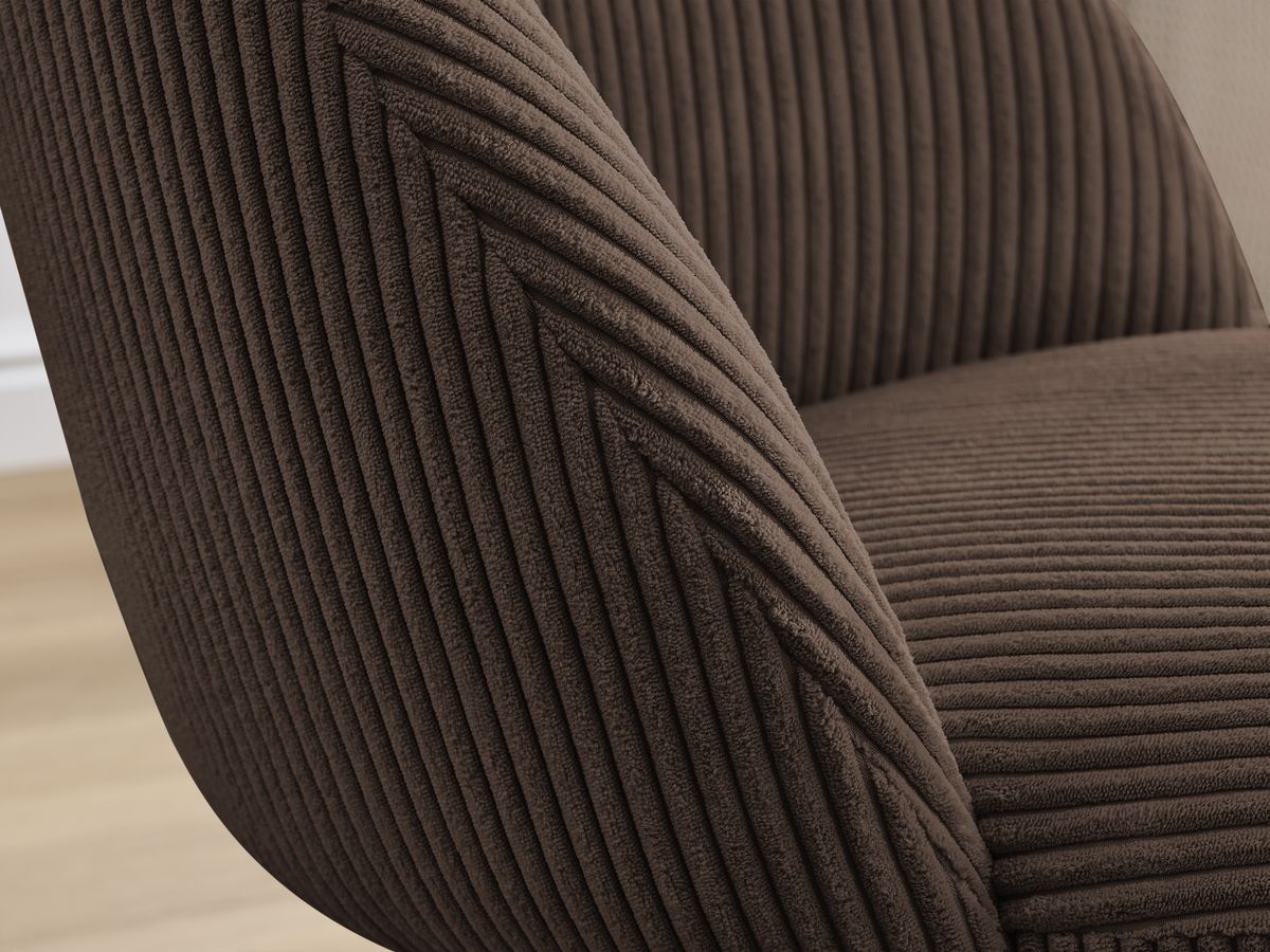 Bobochic Lalie Esszimmerstuhl mit Metallbeinen, schwarz Cordsamt Braun