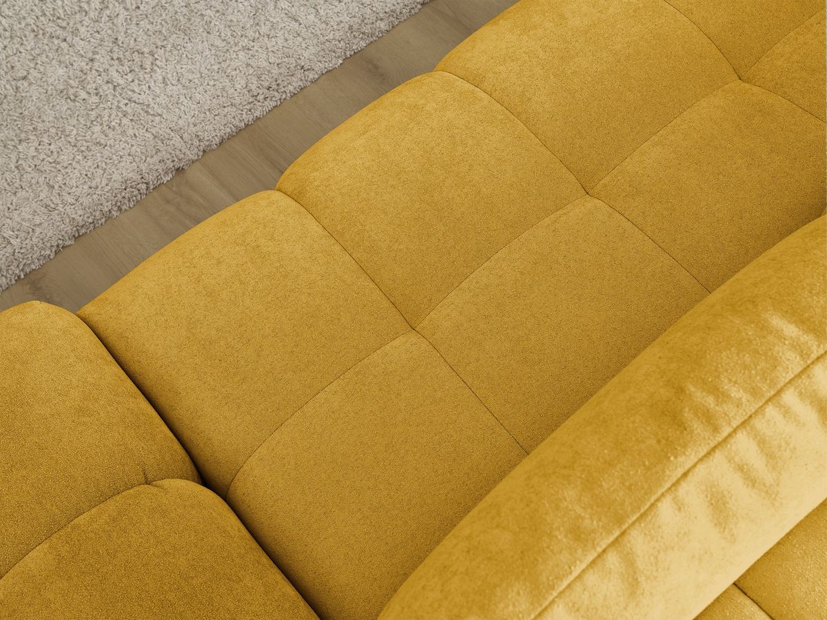 Bobochic Everest Ecksofa mit Schlaffunktion und Bettkasten 318 × 180 cm, 3 Kissen Strukturstoff Gelb Ecke links