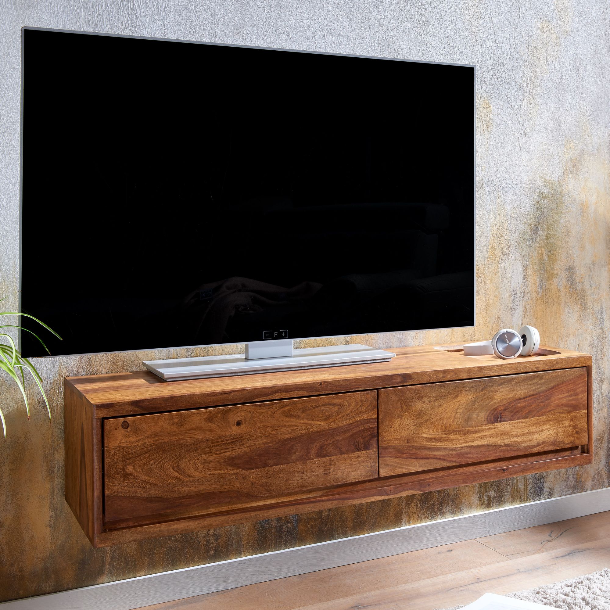 TV-Board Sandgerdi Sheesham Massivholz Braun 108 × 34 × 25 cm
