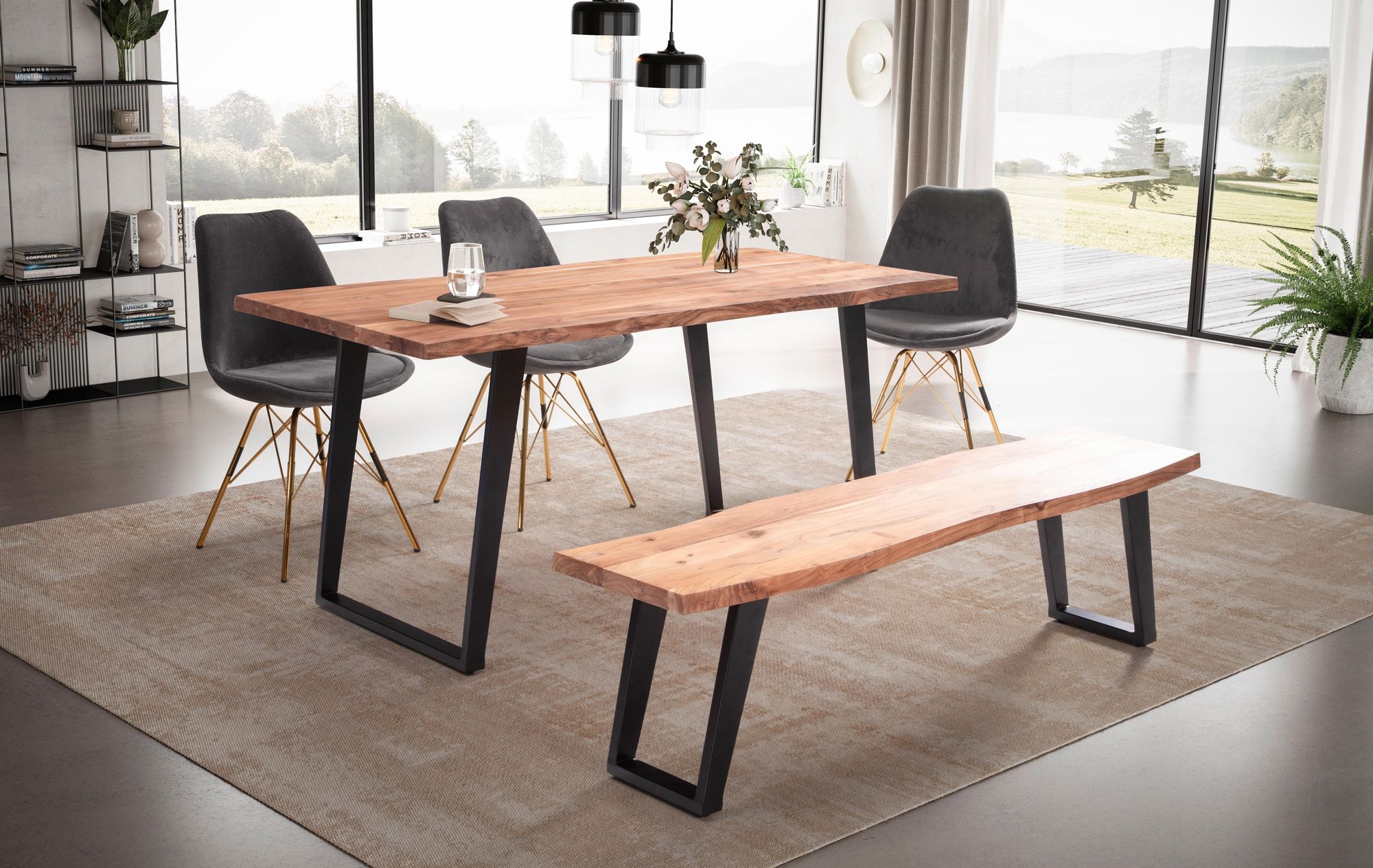 Baumkantentisch Landvik Akazie Massivholz 180 × 90 × 76 cm