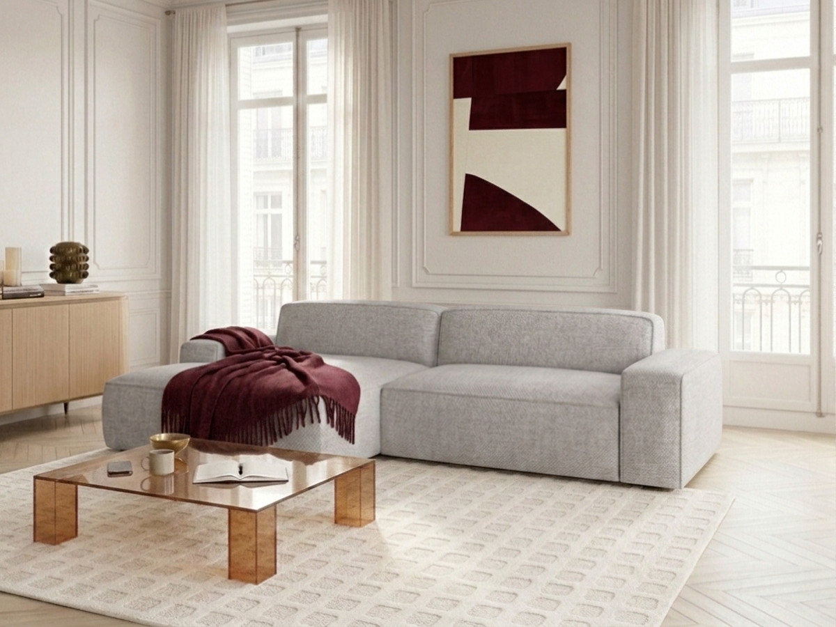 Bobochic Abel Ecksofa mit Schlaffunktion Melange-Stoff Grau Ecke links