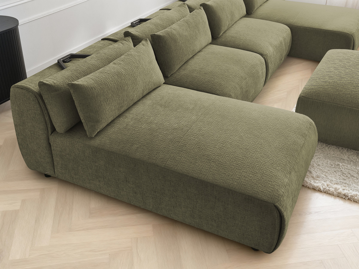 Bobochic Jana Wohnlandschaft mit großem Pouf Strukturstoff Grün