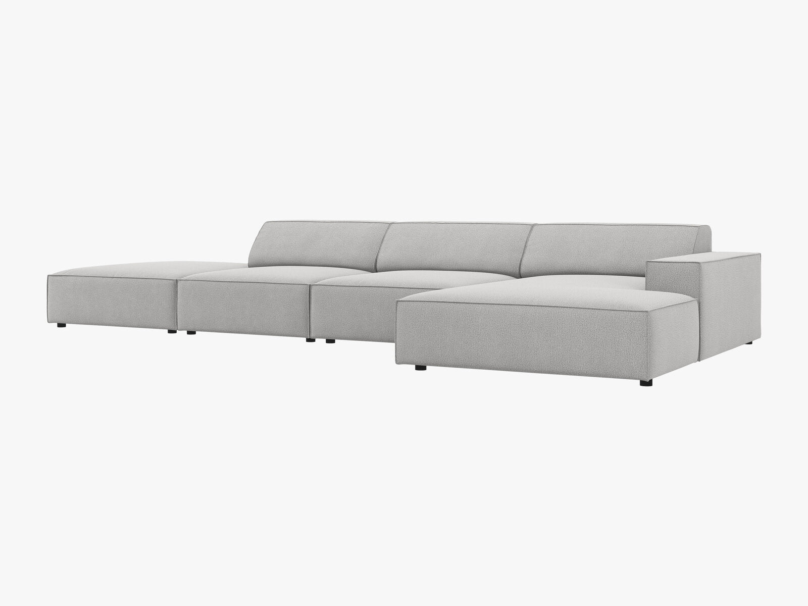 Micadoni Ecksofa Jodie 5-Sitzer Rechts Strukturierter Stoff Megan Hellgrau