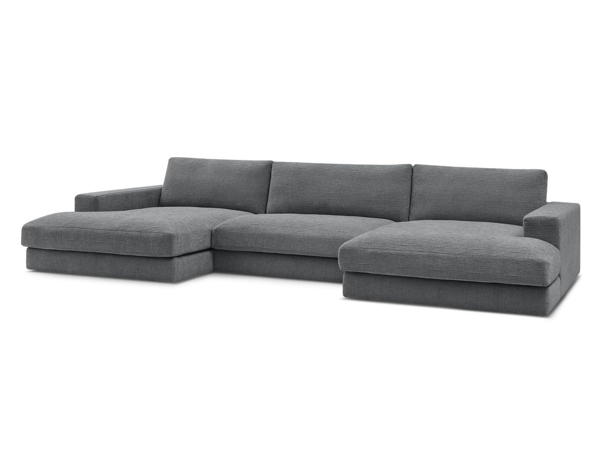Bobochic Leonard Wohnlandschaft 404 × 159 cm Strukturstoff Dunkelgrau