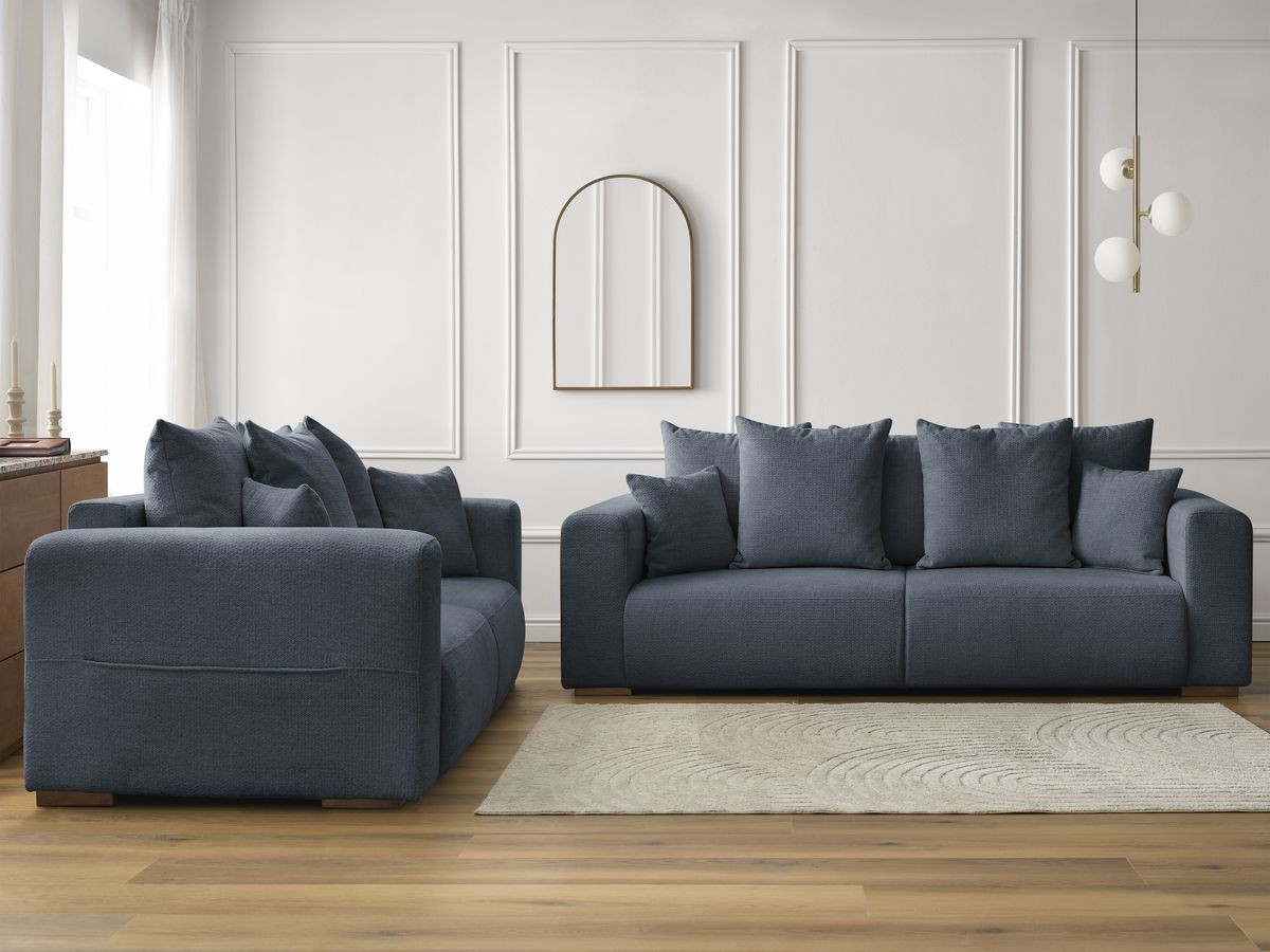 Bobochic Sidonie Sofa 5-Sitzer Melange-Stoff Dunkelblau