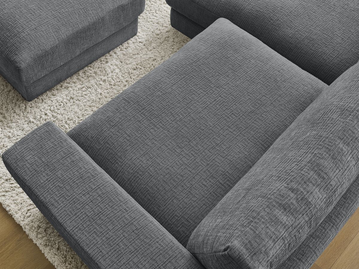 Bobochic Leonard Ecksofa mit Pouf 274 × 159 cm Strukturstoff Dunkelgrau Ecke links