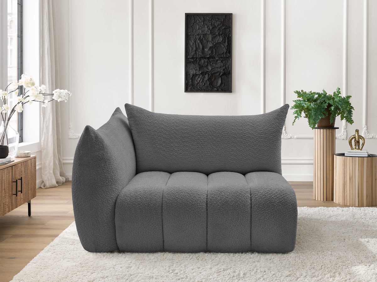 Bobochic Azra Sofamodul 2-Sitzer 143 × 112 cm Bouclé-Stoff Dunkelgrau Ecke links