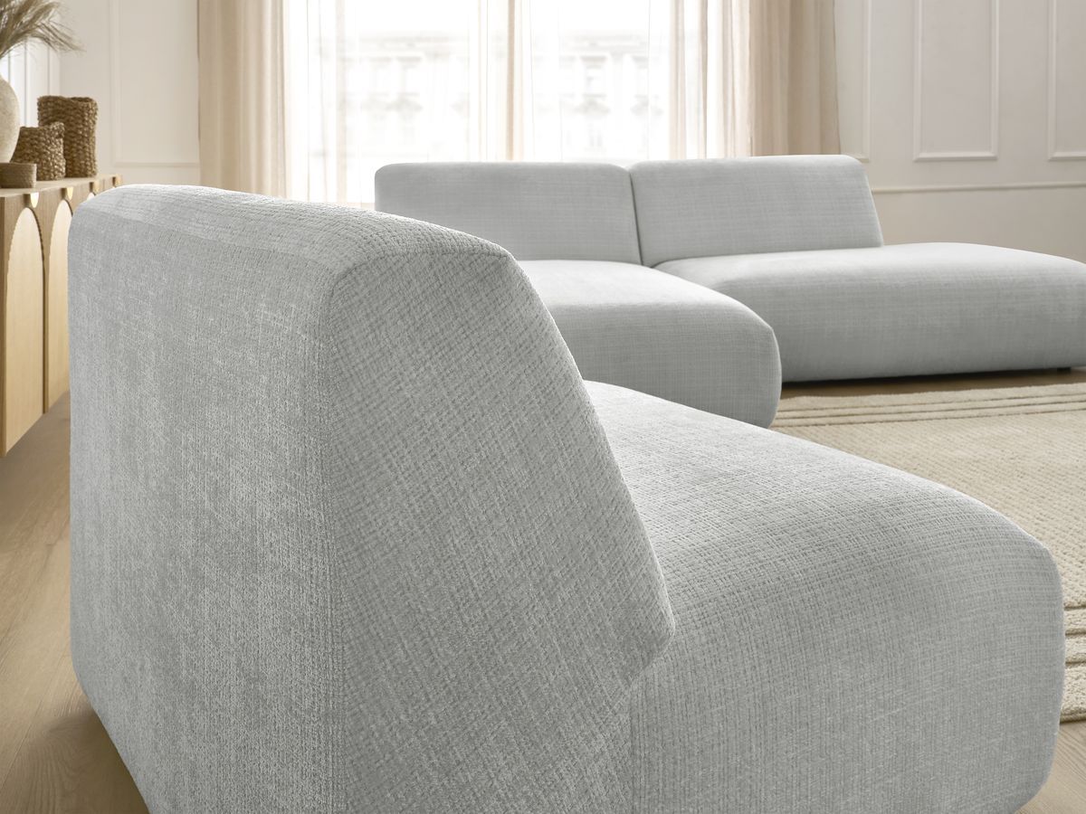 Bobochic Sirius Ecksofa 405 × 170 cm Strukturstoff Hellgrau Ecke links