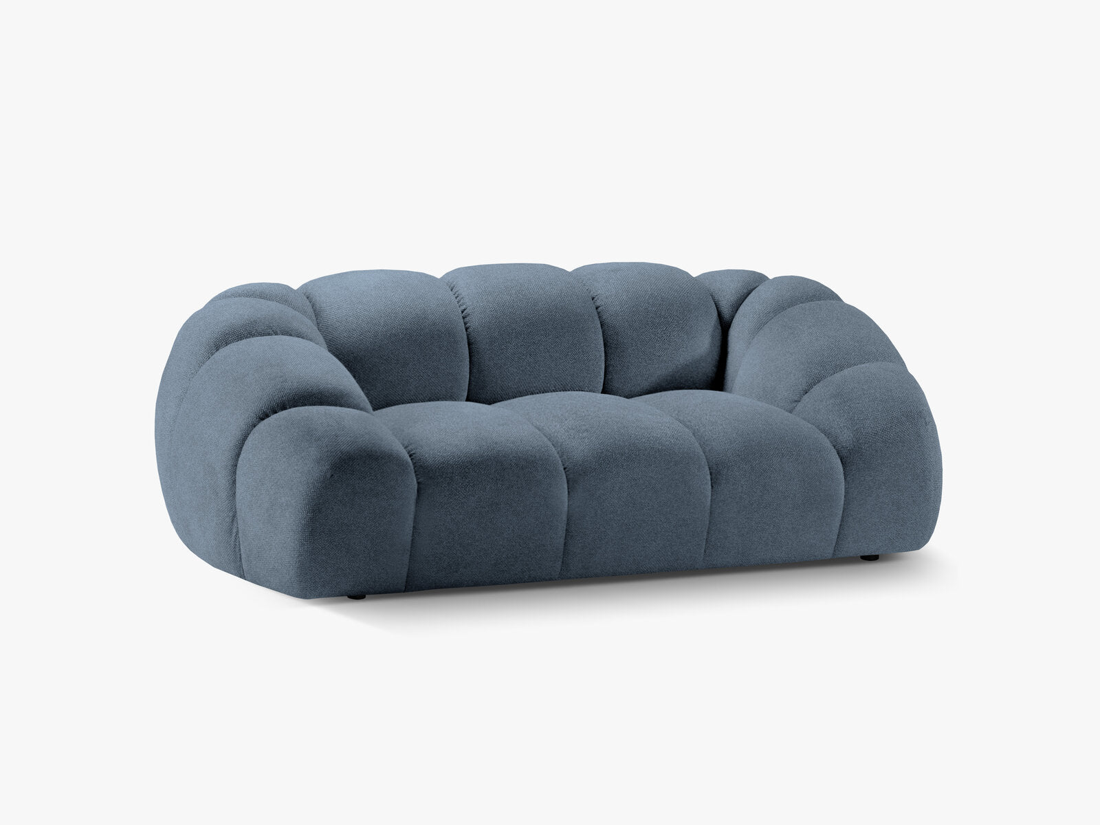 Micadoni Sofa Diana 2-Sitzer Strukturierter Samtstoff Jeansblau