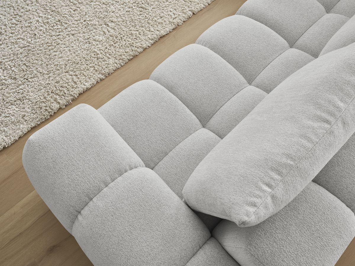 Bobochic Everest Ecksofa, 4 Kissen Melange-Stoff Hellgrau Ecke links