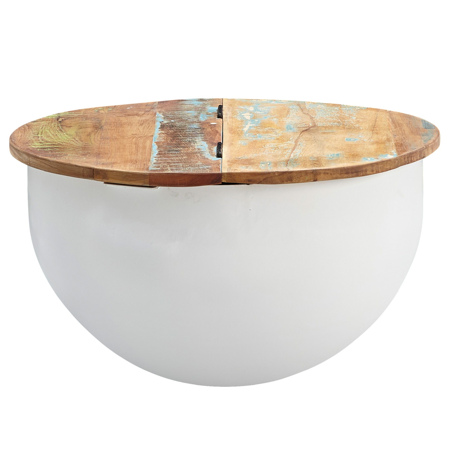 Couchtisch Selatrad Mango Massivholz Weiß Ø 60 cm