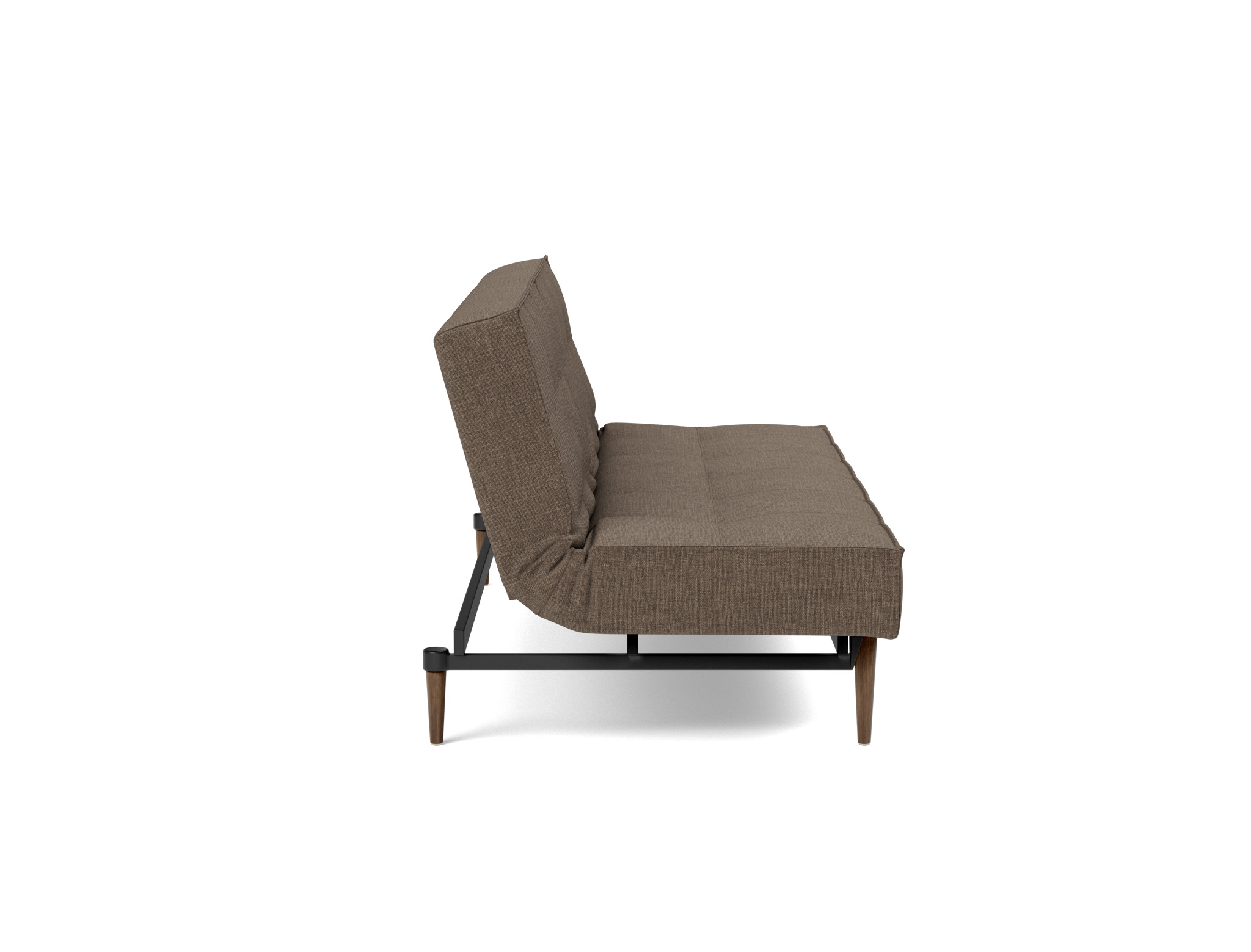Schlafsofa Splitback Chenille Esina 411-Cedar-Brown Beine Styletto Eiche dunkel