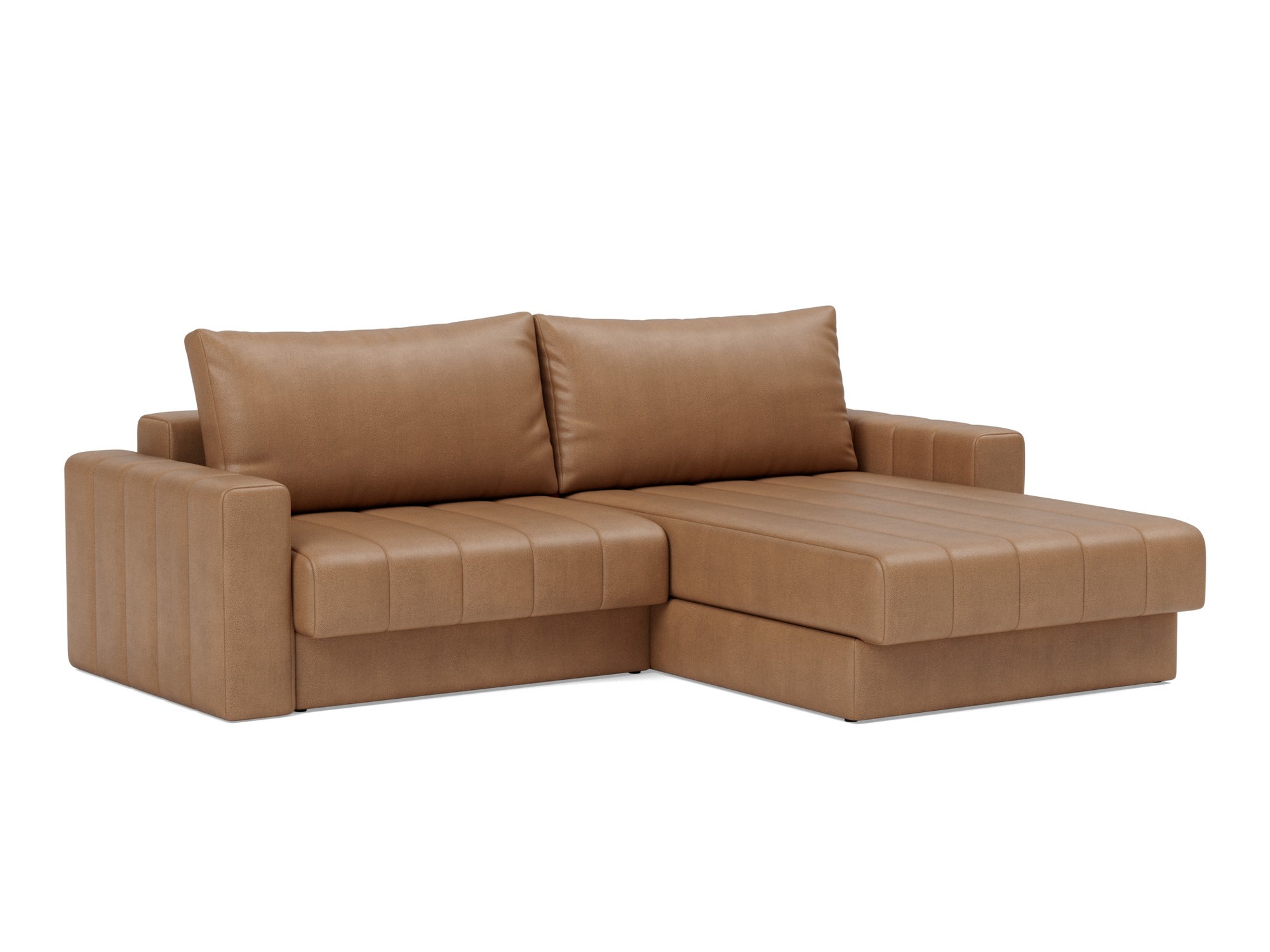 Schlafsofa Akello mit Chaiselongue und Armlehnen Lederoptik Faunal 551-Brown