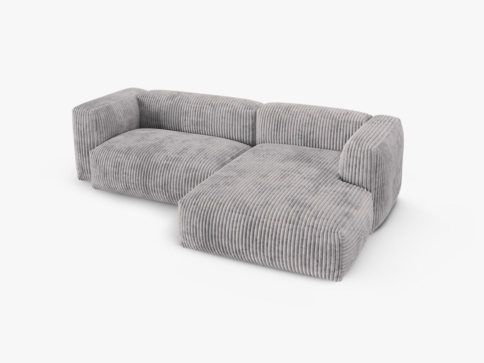 Micadoni Ecksofa Martina 2-Sitzer 90cm Sitztiefe Rechts Kord Tilia Hellgrau