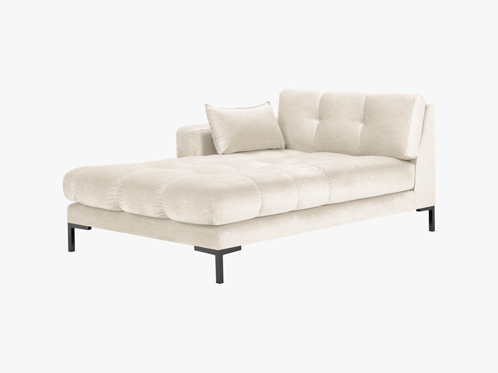 Micadoni Recamiere Mamaia 1-Sitzer Links Samt Bluvel Helles Beige schwarze Beine
