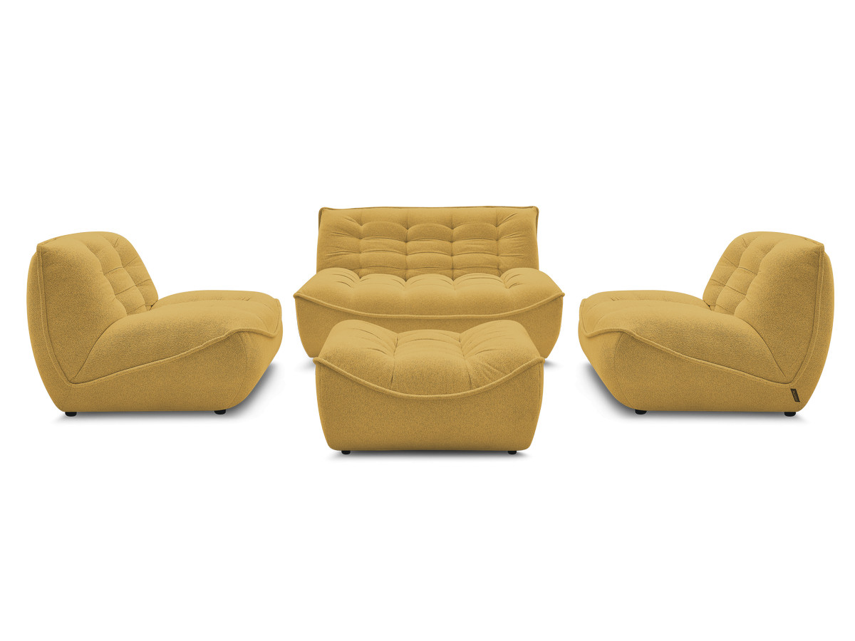 Bobochic Serena Sofa 4-Sitzer mit Pouf Melange-Stoff Gelb