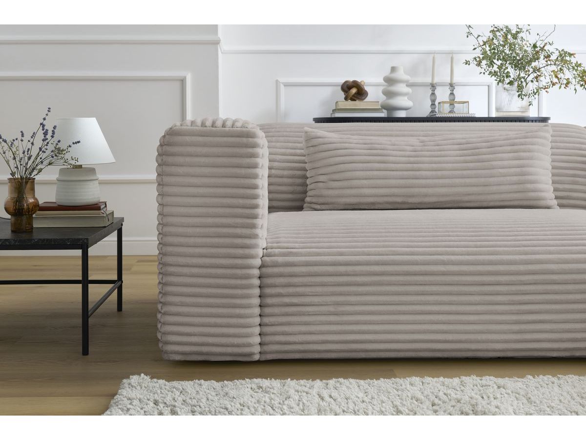 Bobochic Harry Ecksofa Breitcord weich Taupe Ecke rechts