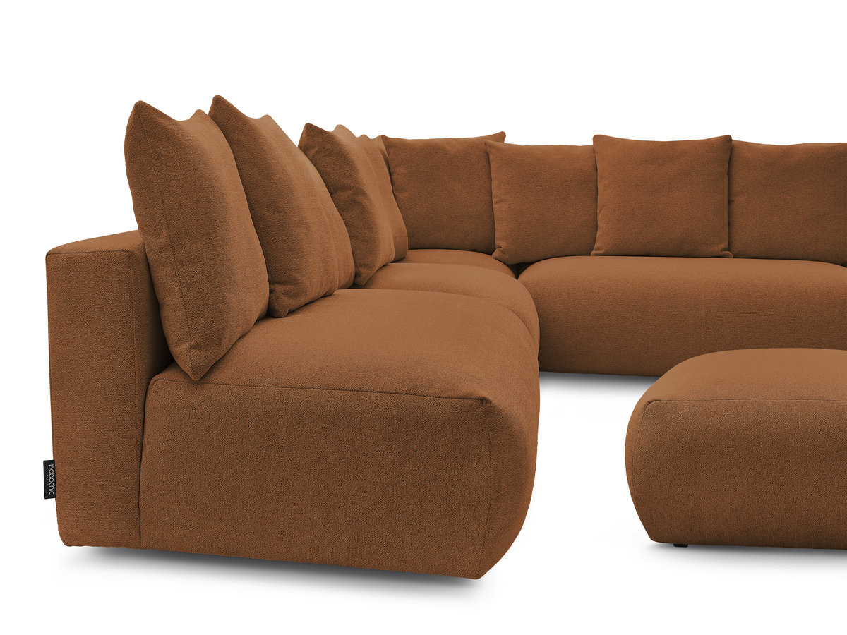 Bobochic Voltaire Ecksofa mit Pouf 322 × 268 cm Melange-Stoff Orange Ecke rechts