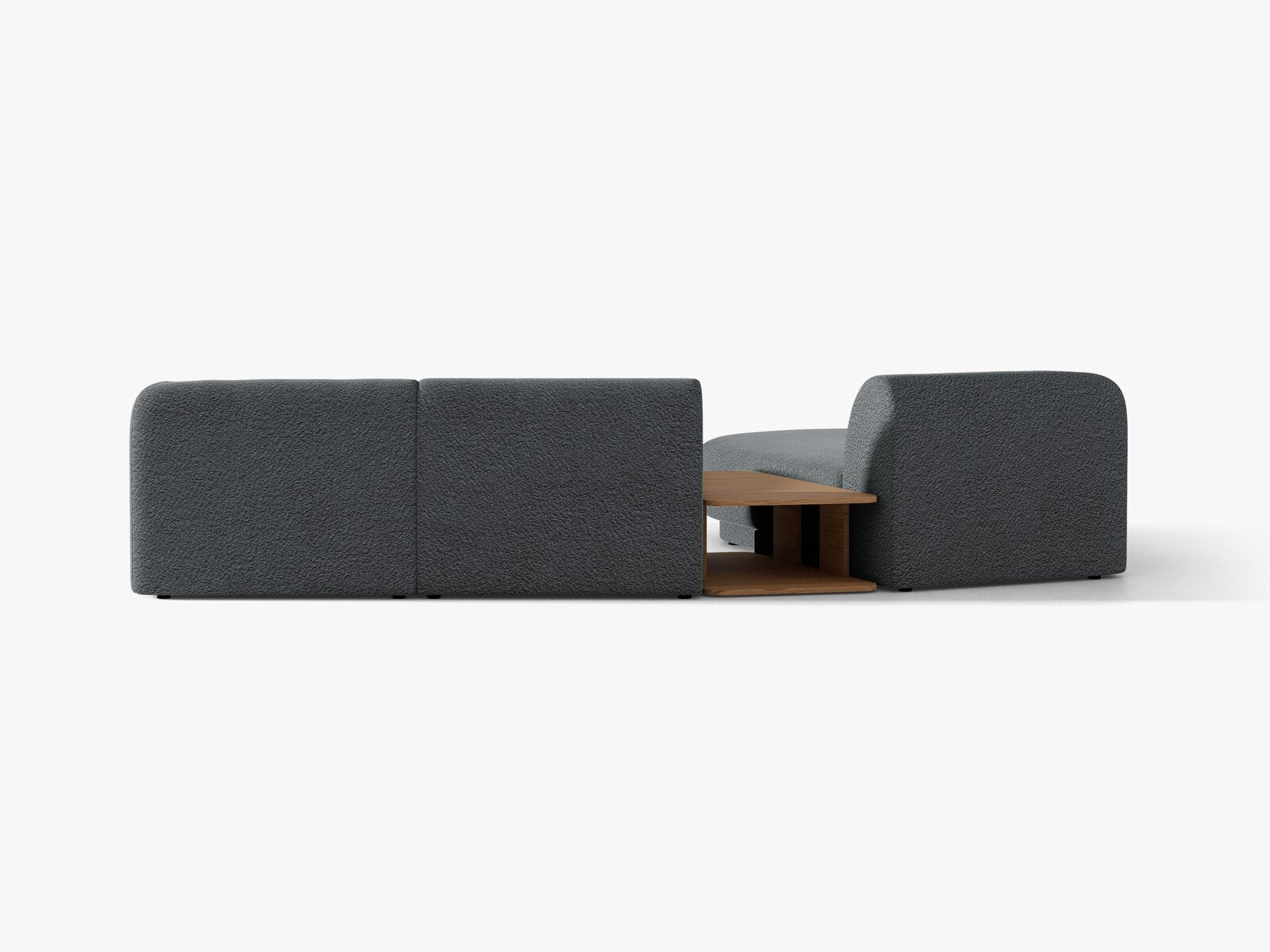 Micadoni Modulares Sofa Miley mit Recamiere 3-Sitzer Links Boucle Baloo Dunkelgrau