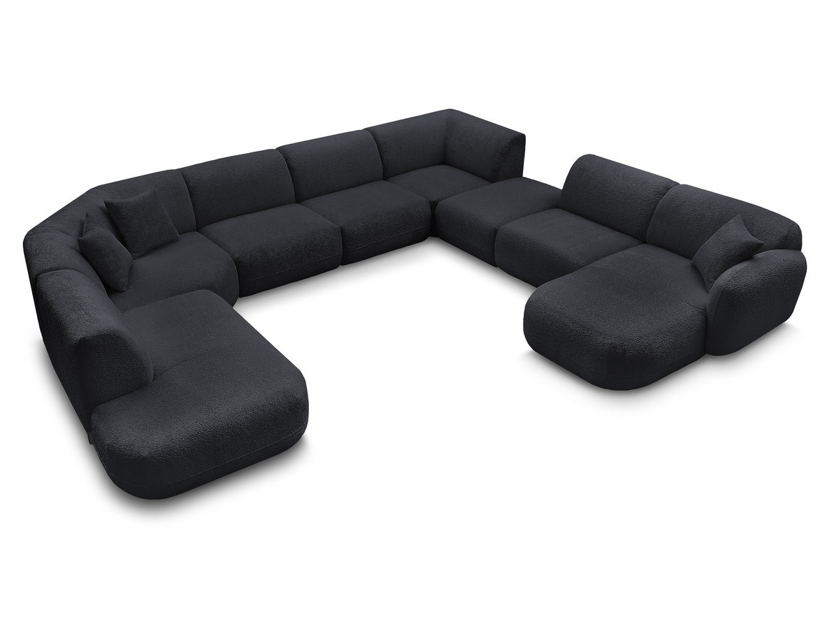 Bobochic Anda Wohnlandschaft mit Pouf 396 × 357 cm Chenille Schwarz Ecke rechts