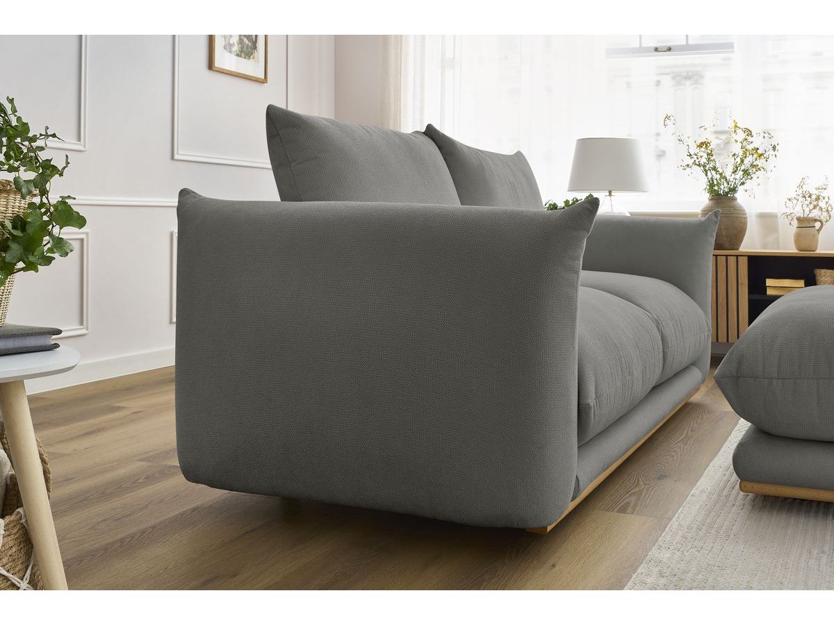 Bobochic Ernest Sofa 3-Sitzer mit Pouf 193 × 106 cm Stoff Dunkelgrau