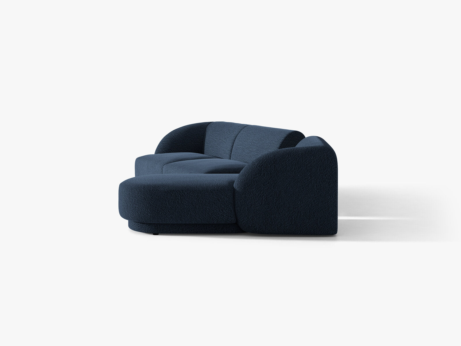 Micadoni Modulares Sofa Miley mit Recamiere 3-Sitzer Rechts Boucle Baloo Dunkelblau