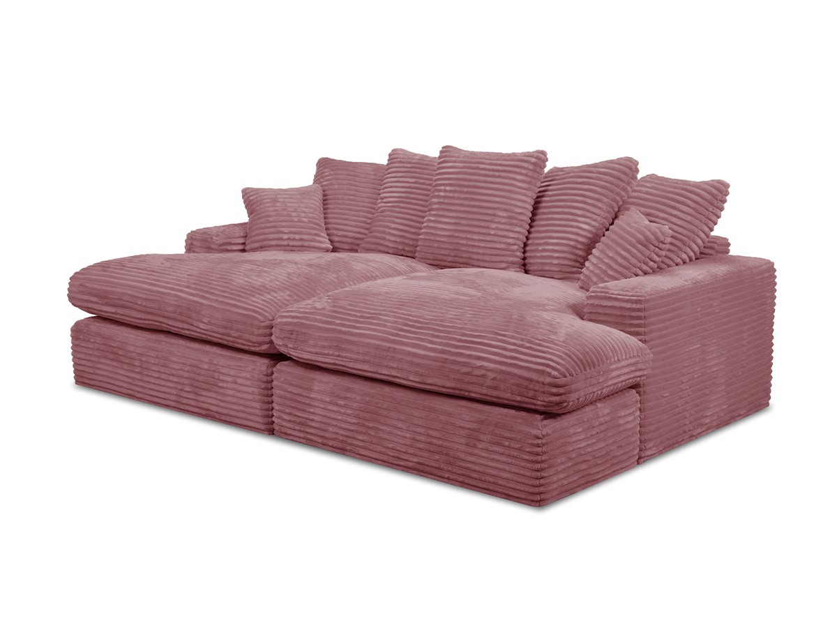 Bobochic Nevada Sofa 3-Sitzer 226 × 150 cm Breitcord weich Rosa