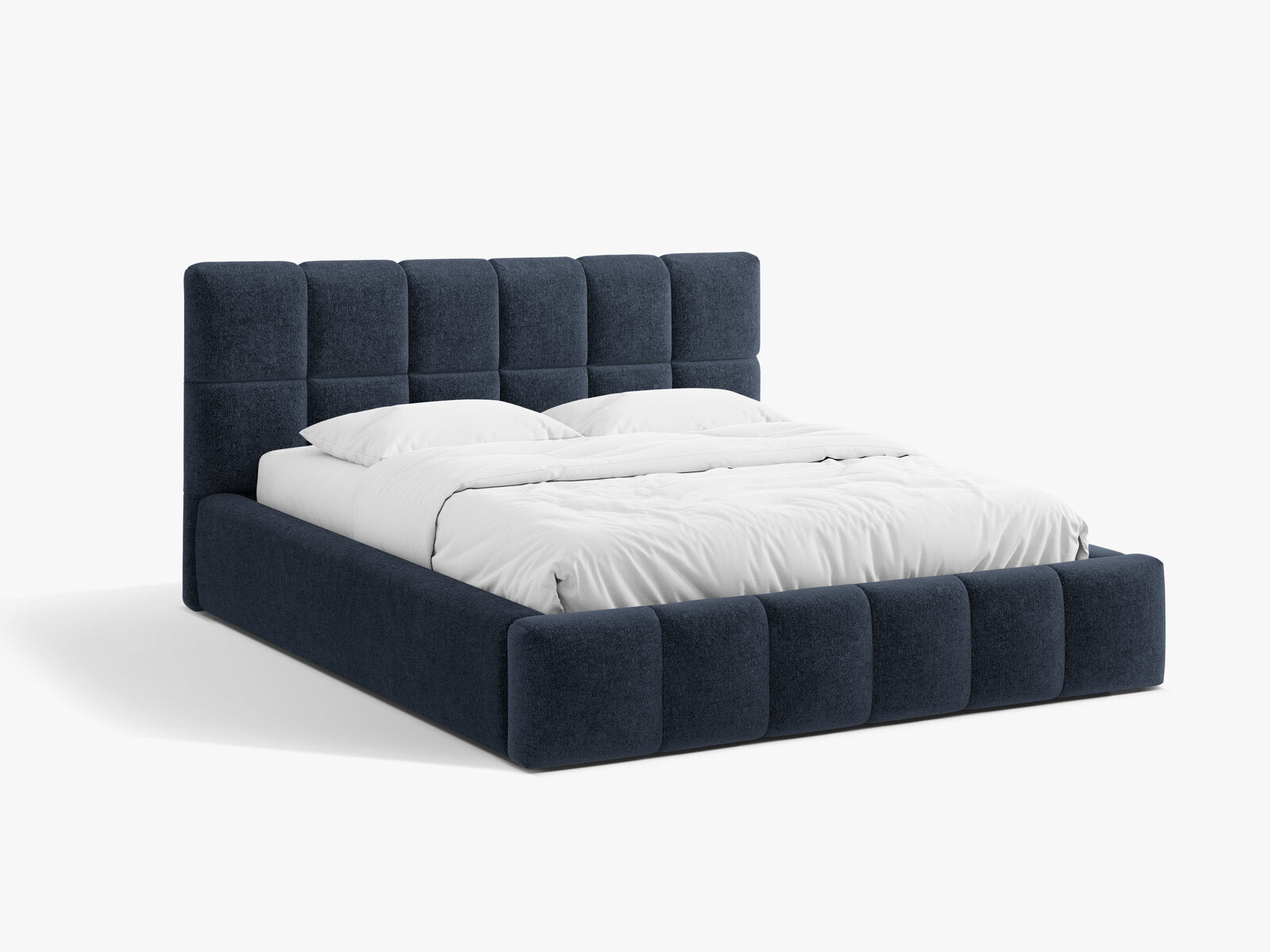 Micadoni Stauraumbett mit Kopfteil Bellis Chenille Eden Marineblau