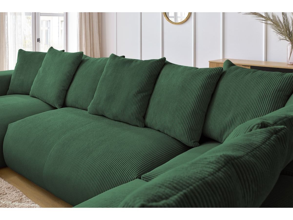 Bobochic Voltaire Wohnlandschaft mit Pouf 356 × 214 cm Cordsamt Grün Ecke links