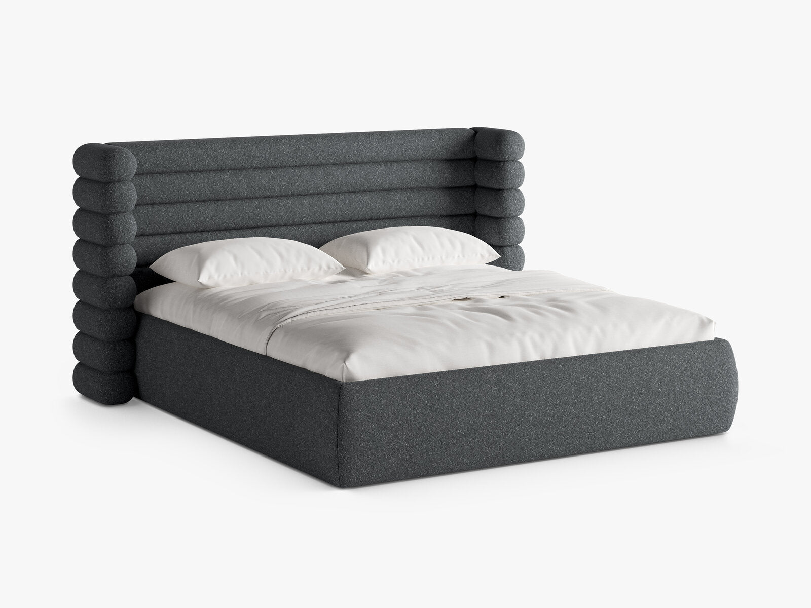 Micadoni Stauraumbett mit Kopfteil Mount Strukturierter Stoff Puente Dunkelgrau Melange 140x200