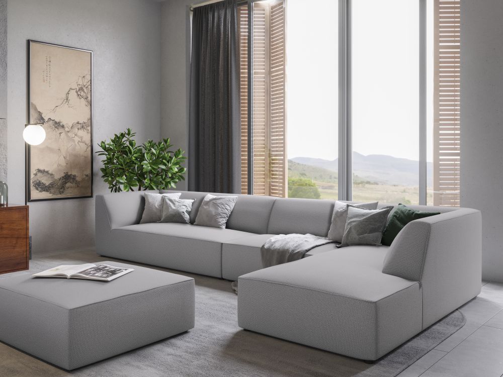 Cosmopolitan Design Pouf Siena Strukturierter Stoff Ottawa Hellgrau